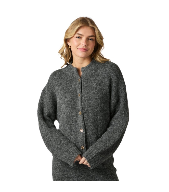 Neo Noir Taura fluffy knit cardigan 132 Antracit