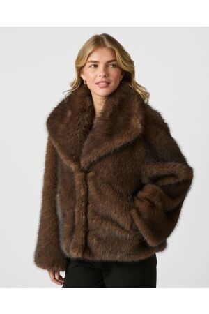 Neo Noir Stephanie faux fur jacket 210 Brown
