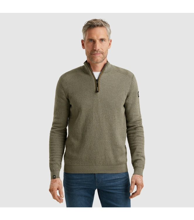 Vanguard Half zip collar cotton mouline 6497 Tea leaf