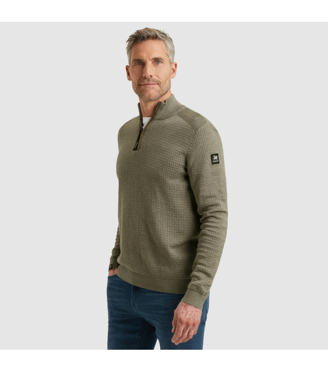 Vanguard Half zip collar cotton mouline 6497 Tea leaf