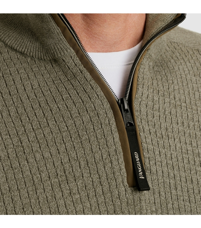 Vanguard Half zip collar cotton mouline 6497 Tea leaf
