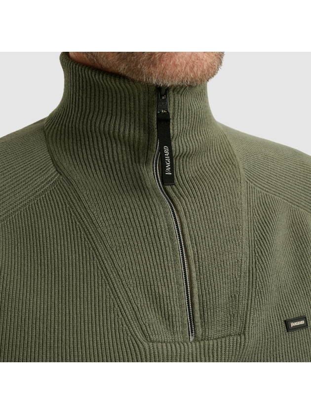 Vanguard Half zip collar cotton structure 6497 Tea leaf
