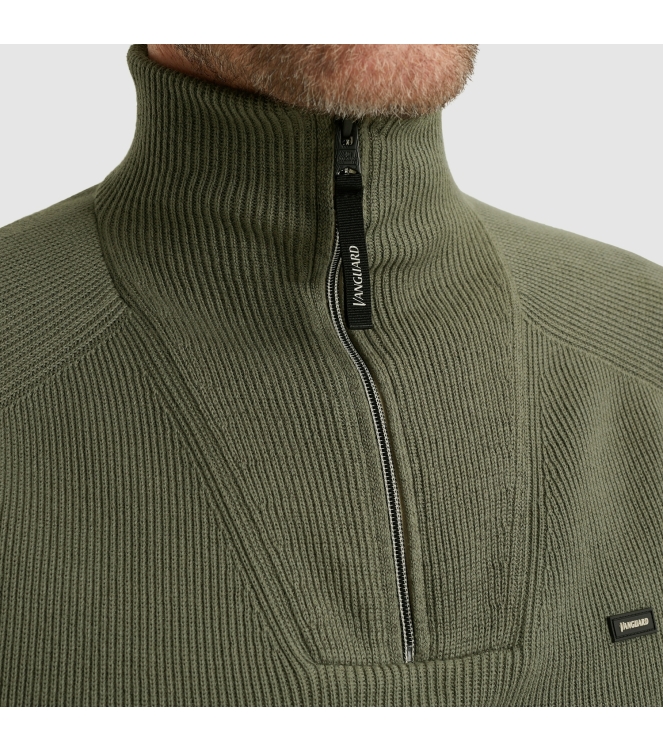 Vanguard Half zip collar cotton structure 6497 Tea leaf