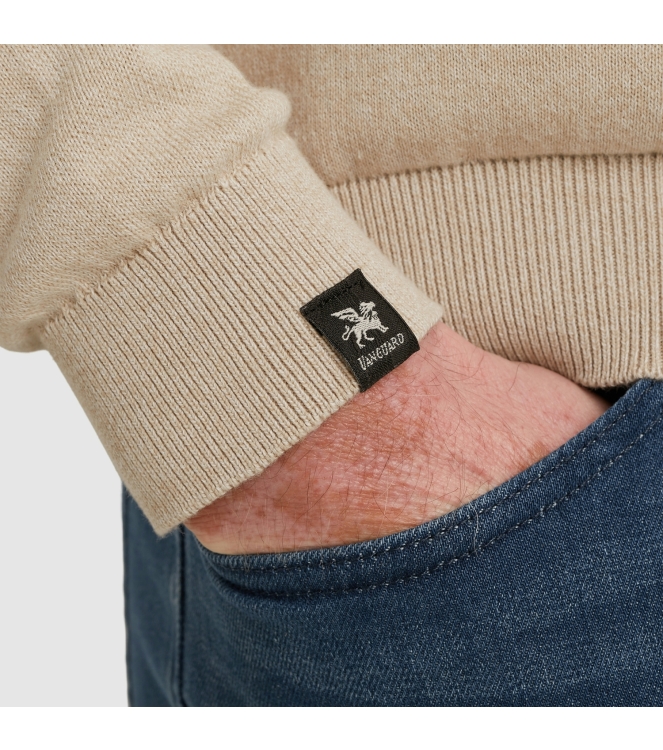 Vanguard Half zip collar cotton bonded moul 7144 White pepper