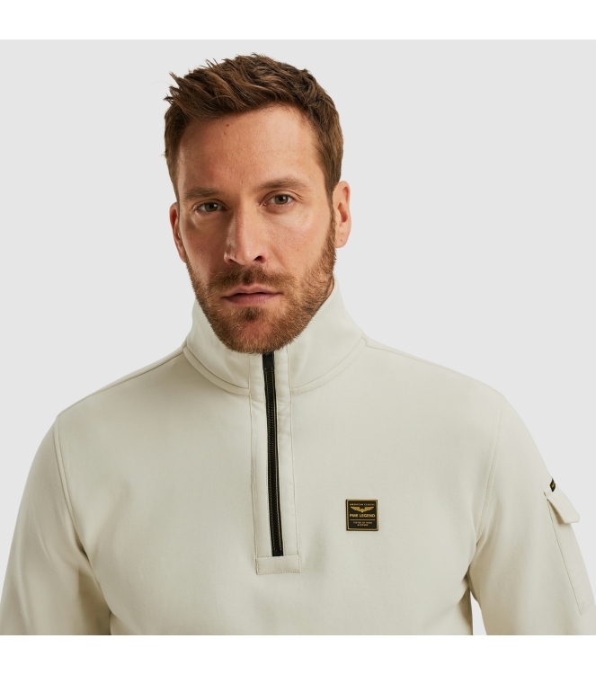 PME Legend Half zip collar interlock jersey 7013 Bone white