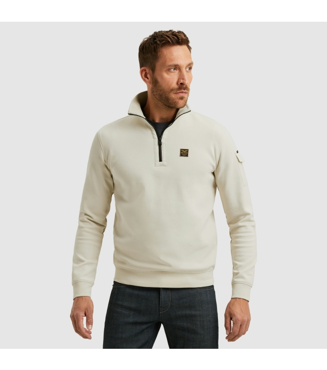 PME Legend Half zip collar interlock jersey 7013 Bone white