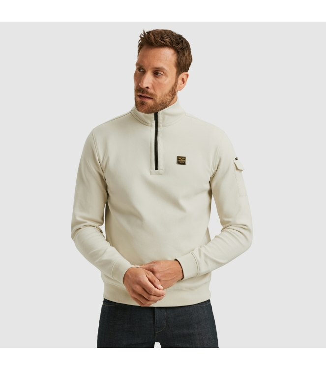 PME Legend Half zip collar interlock jersey 7013 Bone white