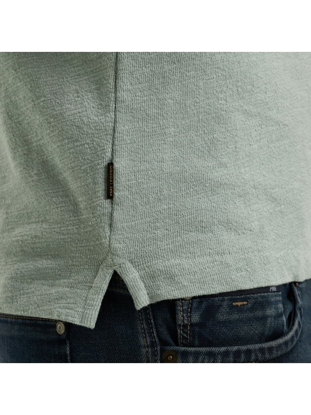 PME Legend Long sleeve polo slub jacquard jer 5226 Silver blue
