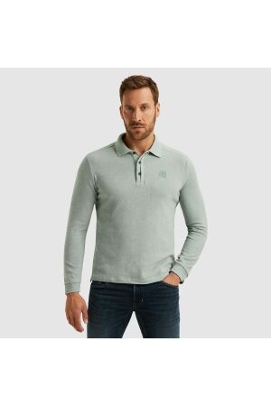 PME Legend Long sleeve polo slub jacquard jer 5226 Silver blue