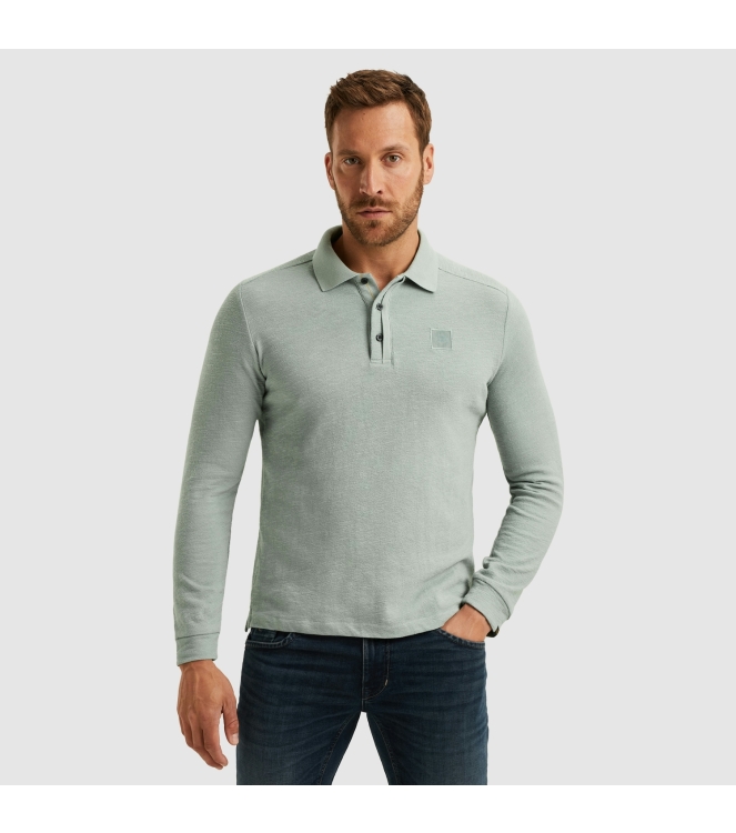 PME Legend Long sleeve polo slub jacquard jer 5226 Silver blue