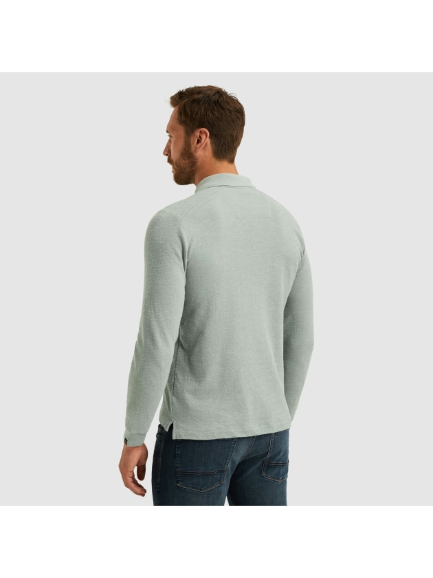 PME Legend Long sleeve polo slub jacquard jer 5226 Silver blue