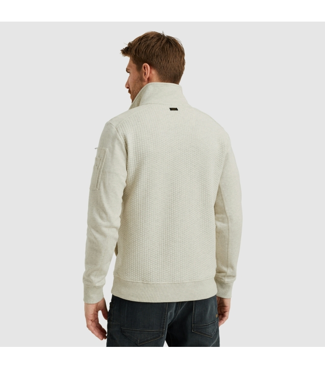 PME Legend Zip jacket jacquard interlock swea 910 Bone white melee