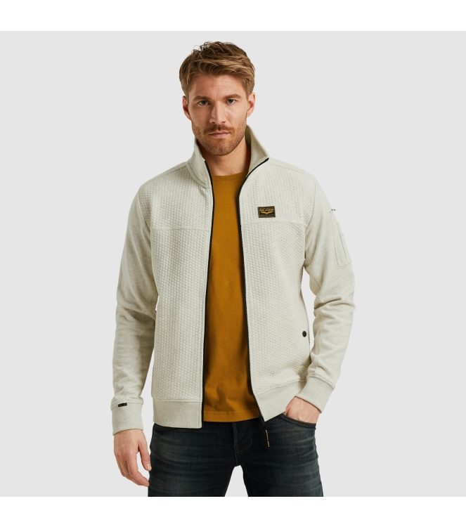 PME Legend Zip jacket jacquard interlock swea 910 Bone white melee