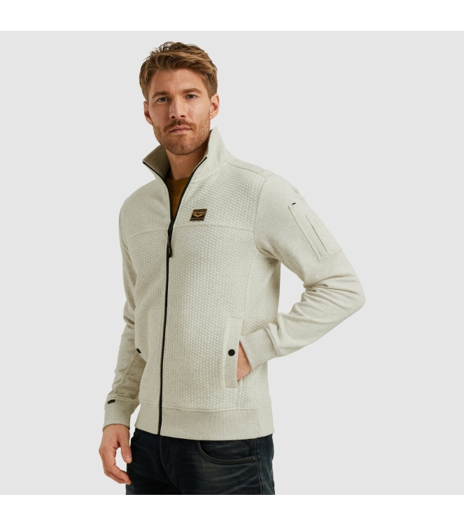 PME Legend Zip jacket jacquard interlock swea 910 Bone white melee