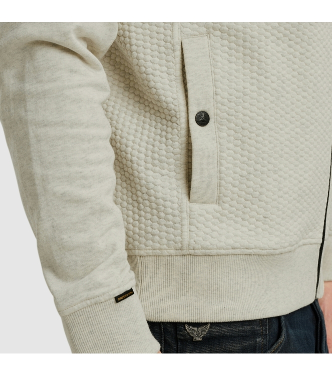 PME Legend Zip jacket jacquard interlock swea 910 Bone white melee