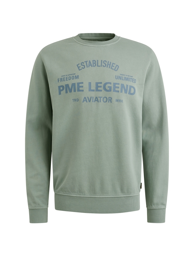 PME Legend Crewneck terry garment dyed 5226 Silver blue