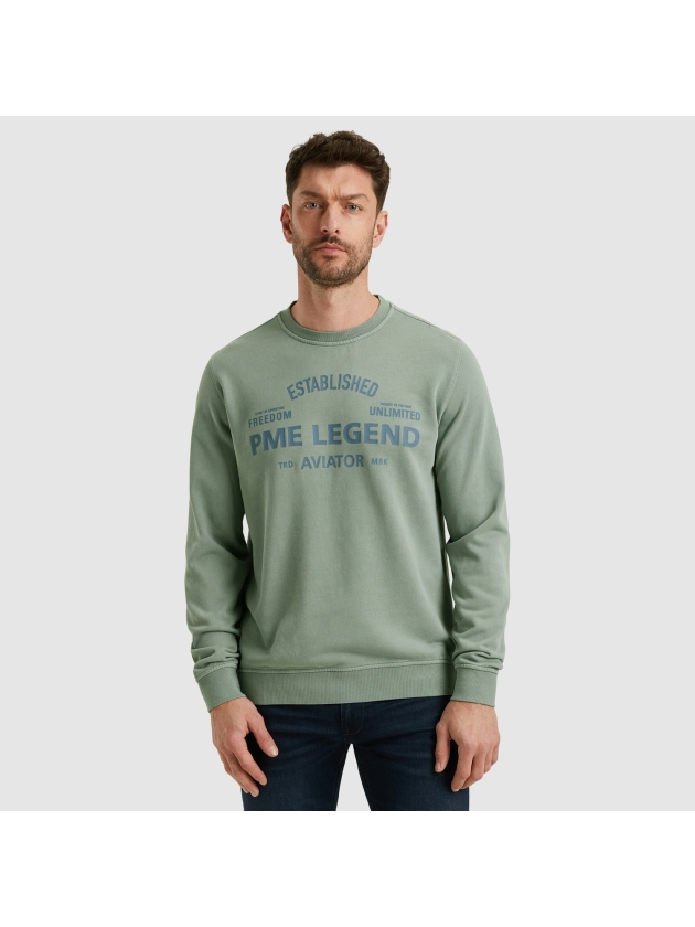 PME Legend Crewneck terry garment dyed 5226 Silver blue