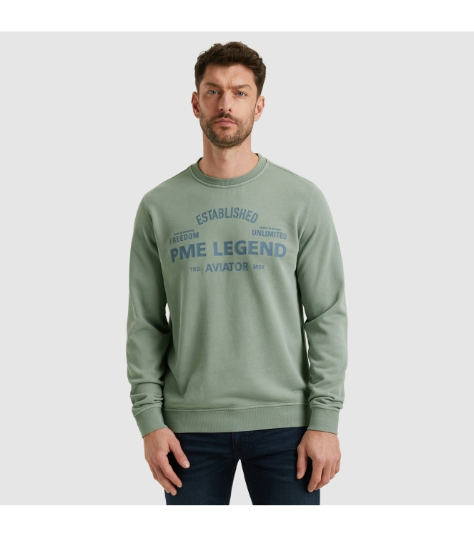 PME Legend Crewneck terry garment dyed 5226 Silver blue