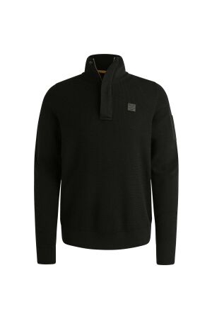 PME Legend Half zip collar cotton knit 999 Black