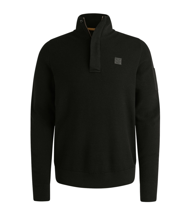 PME Legend Half zip collar cotton knit 999 Black
