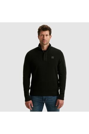 PME Legend Half zip collar cotton knit 999 Black