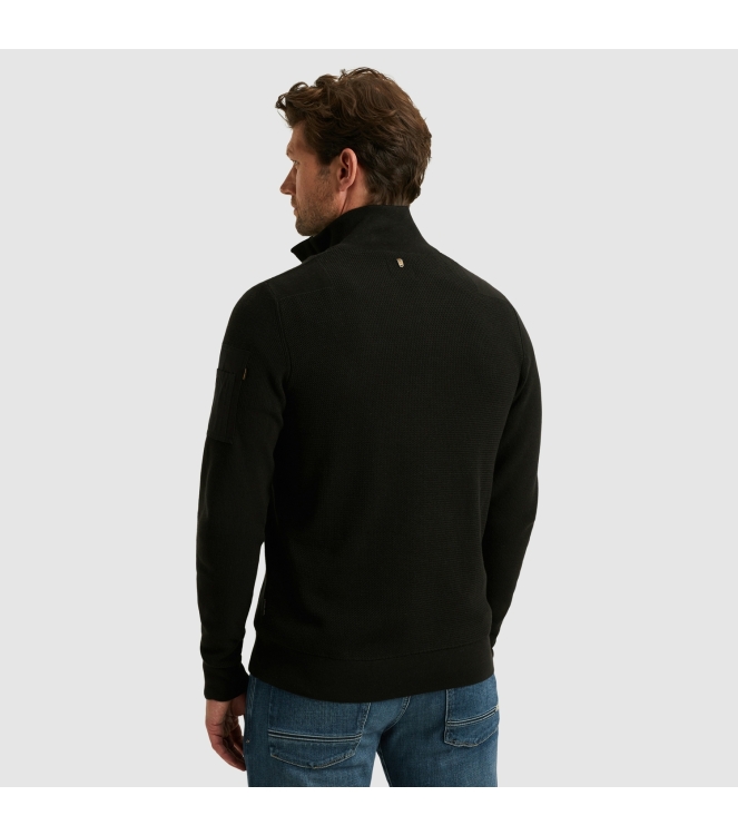 PME Legend Half zip collar cotton knit 999 Black