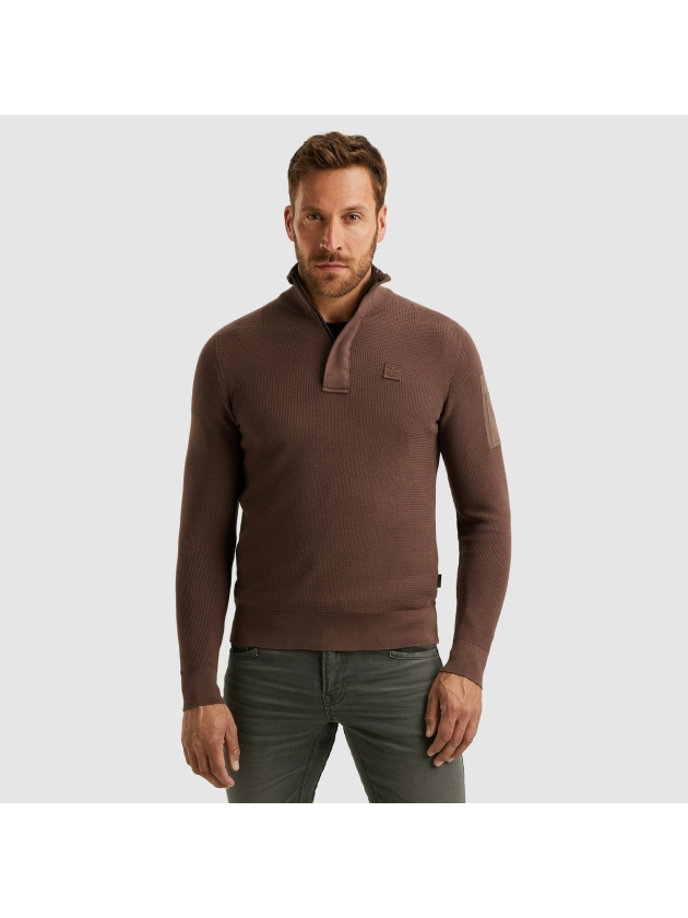 PME Legend Half zip collar cotton knit 8203 Marron