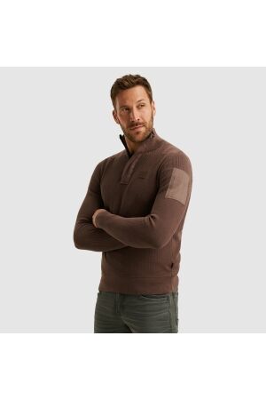 PME Legend Half zip collar cotton knit 8203 Marron