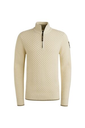 PME Legend Half zip collar cotton mix yarn 7013 Bone white