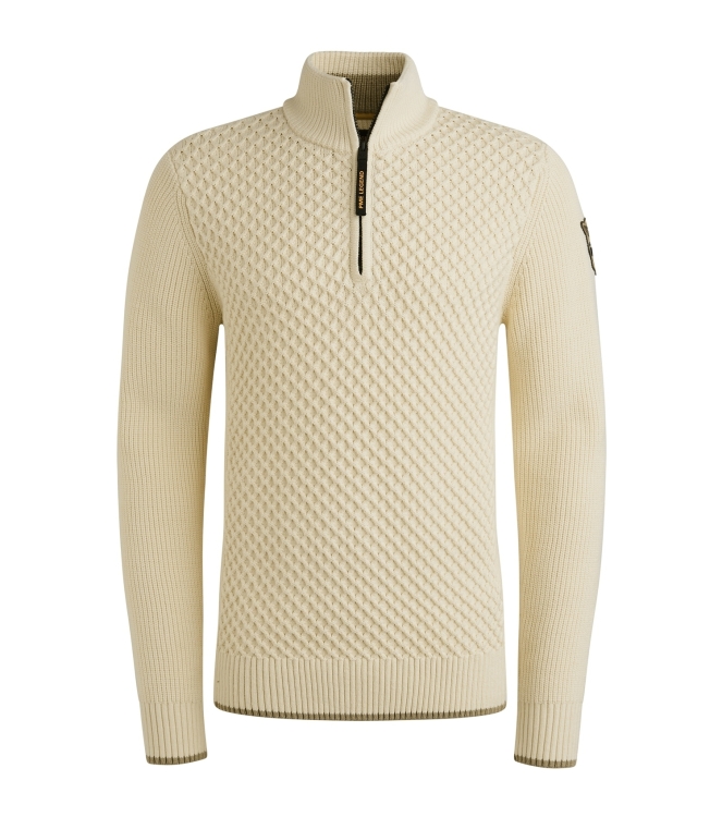 PME Legend Half zip collar cotton mix yarn 7013 Bone white