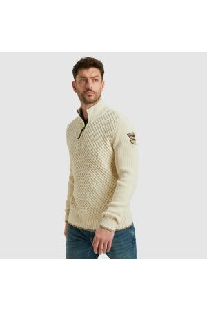 PME Legend Half zip collar cotton mix yarn 7013 Bone white
