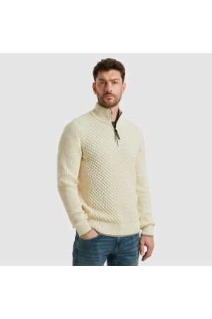 PME Legend Half zip collar cotton mix yarn 7013 Bone white