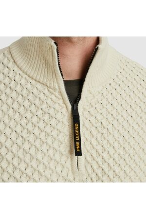 PME Legend Half zip collar cotton mix yarn 7013 Bone white