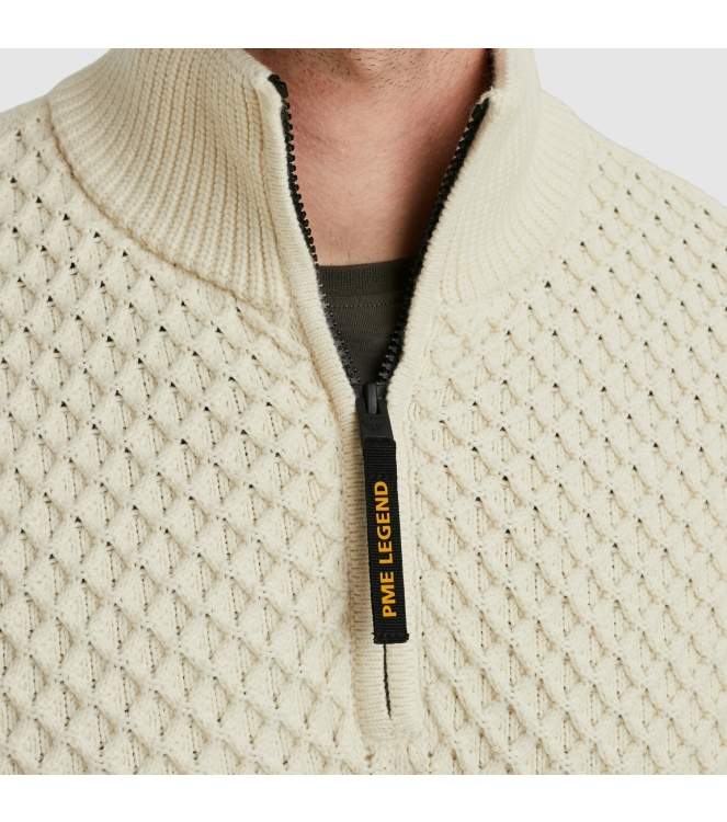 PME Legend Half zip collar cotton mix yarn 7013 Bone white