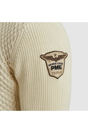 PME Legend Half zip collar cotton mix yarn 7013 Bone white
