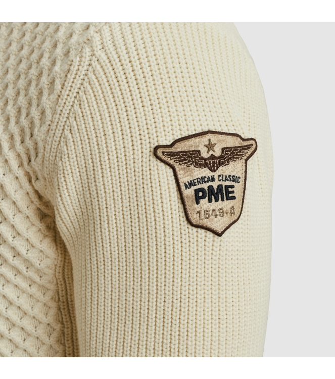 PME Legend Half zip collar cotton mix yarn 7013 Bone white