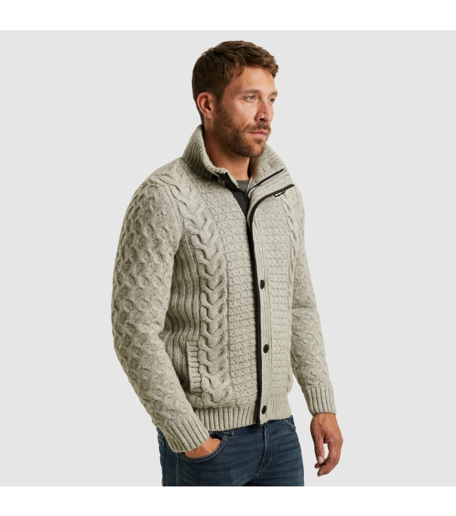 PME Legend Zip jacket heavy knit mixed yarn 921 L.grey mel