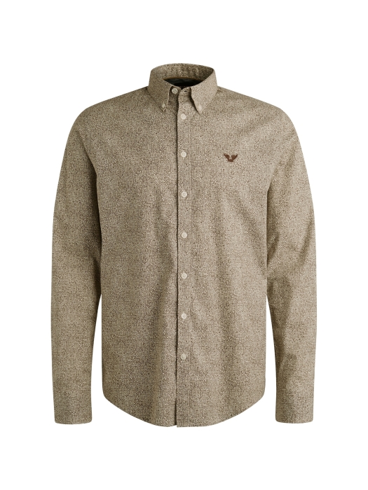 PME Legend LONG SLEEVE SHIRT Print on Ctn Str 8203 Marron