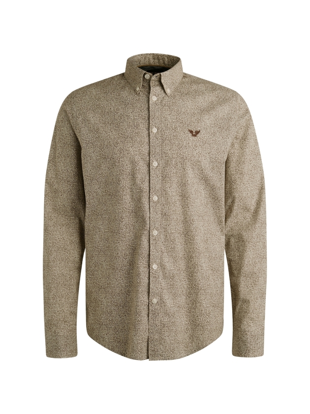 PME Legend LONG SLEEVE SHIRT Print on Ctn Str 8203 Marron