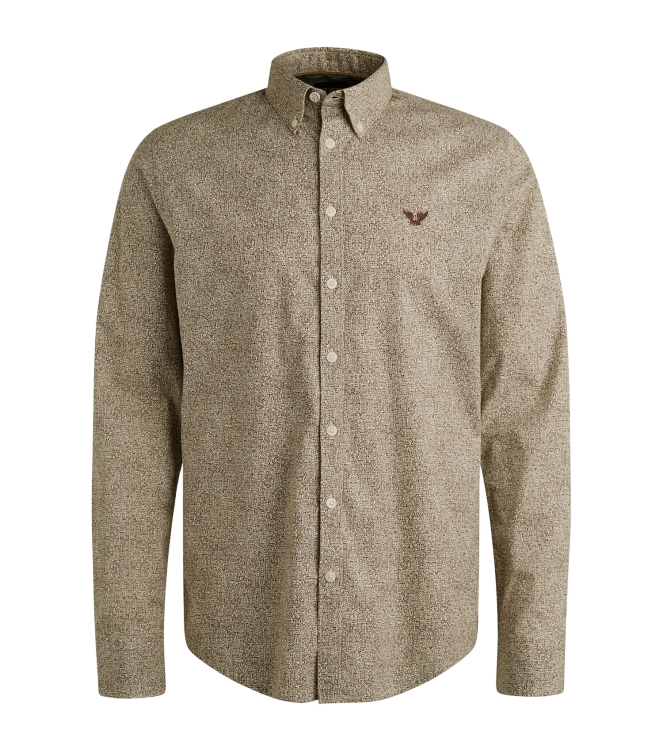 PME Legend LONG SLEEVE SHIRT Print on Ctn Str 8203 Marron