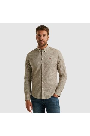PME Legend LONG SLEEVE SHIRT Print on Ctn Str 8203 Marron