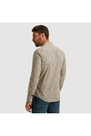 PME Legend LONG SLEEVE SHIRT Print on Ctn Str 8203 Marron
