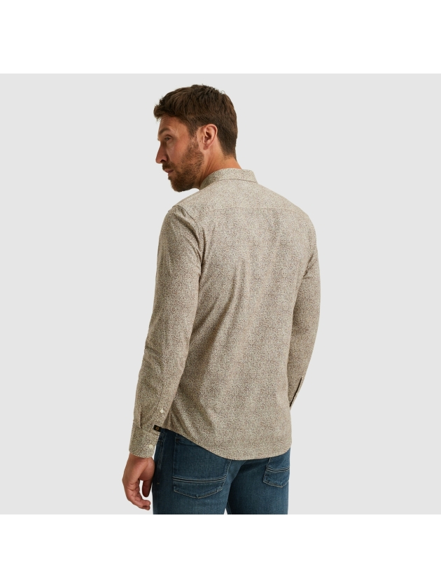 PME Legend LONG SLEEVE SHIRT Print on Ctn Str 8203 Marron