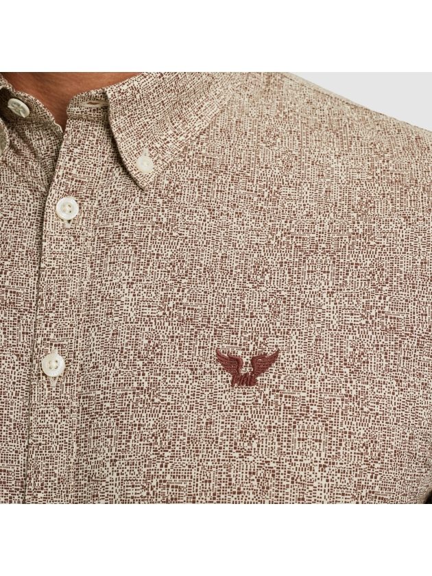 PME Legend LONG SLEEVE SHIRT Print on Ctn Str 8203 Marron