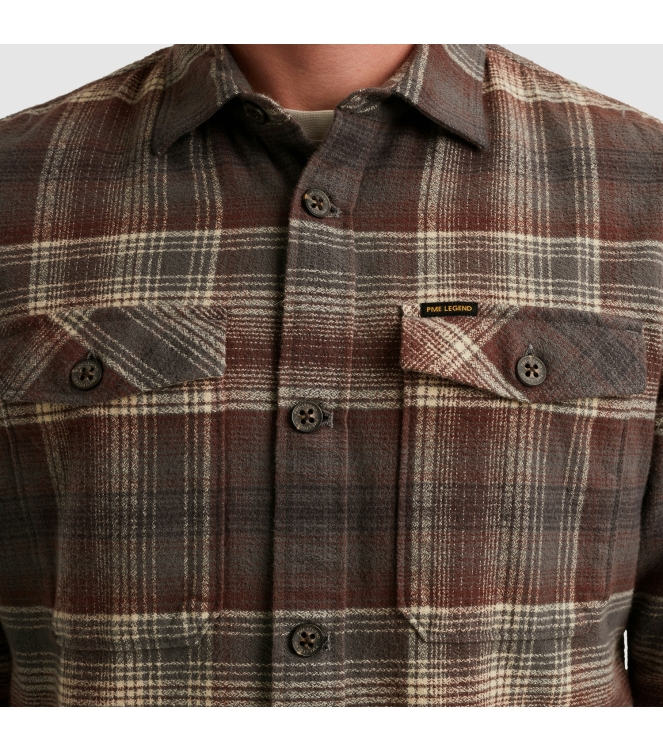 PME Legend LONG SLEEVE SHIRT Brushed Grindle 8203 Marron