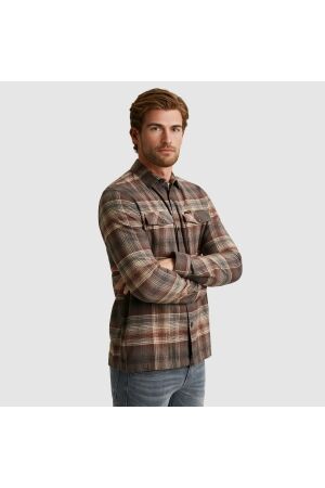 PME Legend LONG SLEEVE SHIRT Brushed Grindle 8203 Marron
