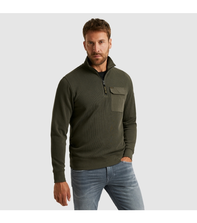 PME Legend Half zip collar knit look jersey 8039 Beluga