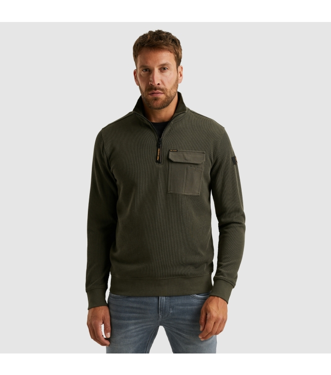 PME Legend Half zip collar knit look jersey 8039 Beluga