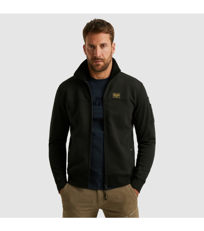 PME Legend Zip jacket jacquard interlock swea 999 Black