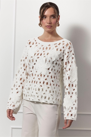 Studio Anneloes Amarey flower pullover 1100 off white